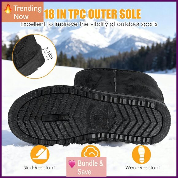 Women's Faux Suede Water Resistant Winter Boots Mid Calf Warm Fur Lined - Picture 2 of 8